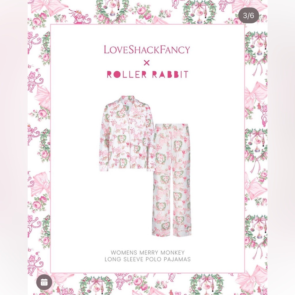 Limited Edition Exclusive Roller Rabbit x Love Shack Fancy Christmas Pajama MED